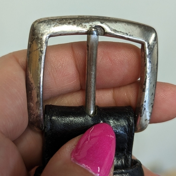 Men's Lands End Black Embossed Leather Belt 38 - Picture 4 of 7